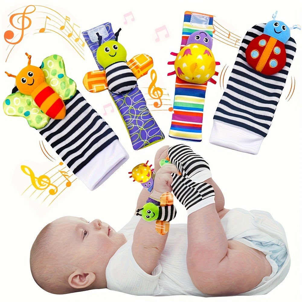Baby Sensory Play Tambourine - Safe Teething Rattles, Musical Wrist & Sock Bells, Ideal for 0-3 Yrs - Perfect Holiday Gift