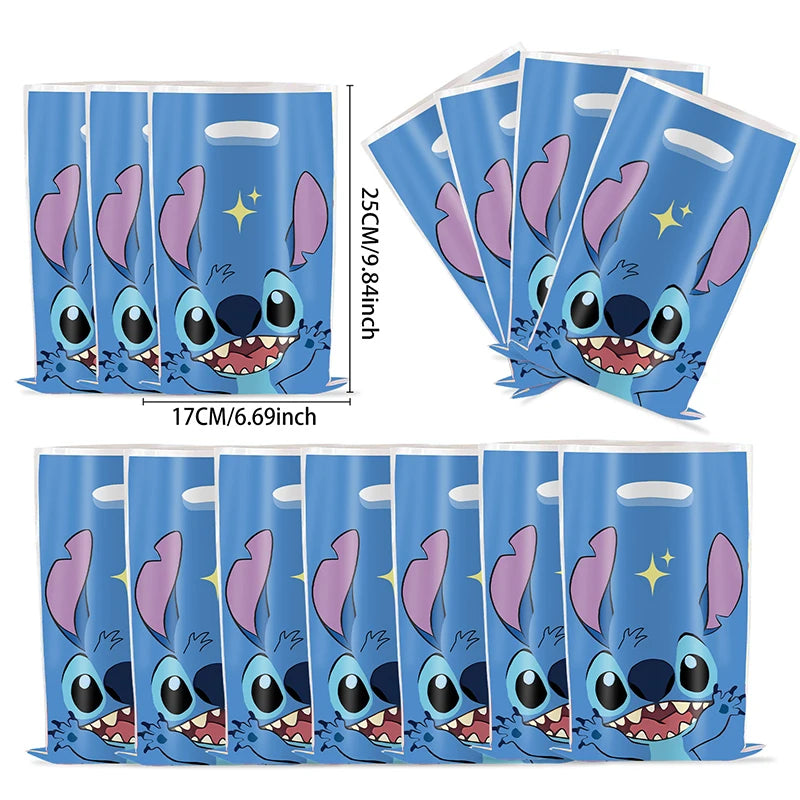 30pcs Blue Pink Stitch Party Gift Bags with Handles Lilo & Stitch Themed Party Favors Bags Baby Shower Kids Birthday Party Decor