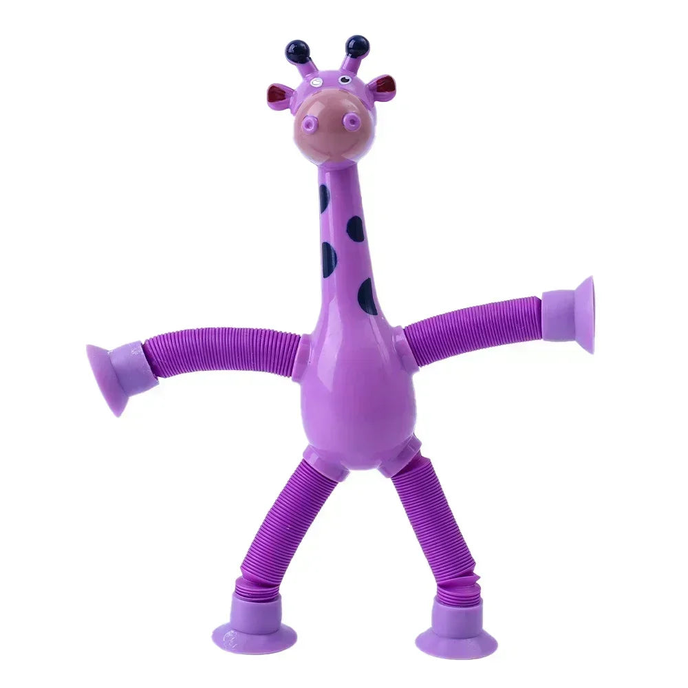 Children Suction Cup Toys Pop Tubes Stress Relief Telescopic Giraffe Hand Toys Sensory Bellows Toys Anti-stress Squeeze Toy Gift