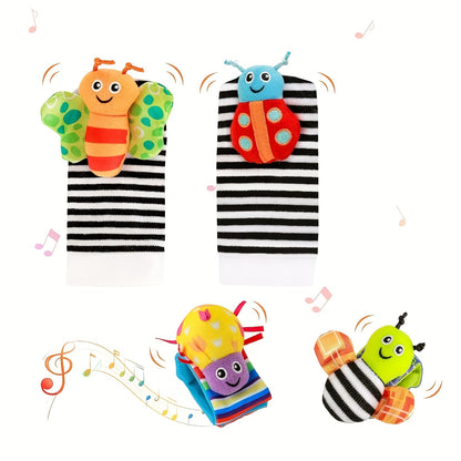 Baby Sensory Play Tambourine - Safe Teething Rattles, Musical Wrist & Sock Bells, Ideal for 0-3 Yrs - Perfect Holiday Gift