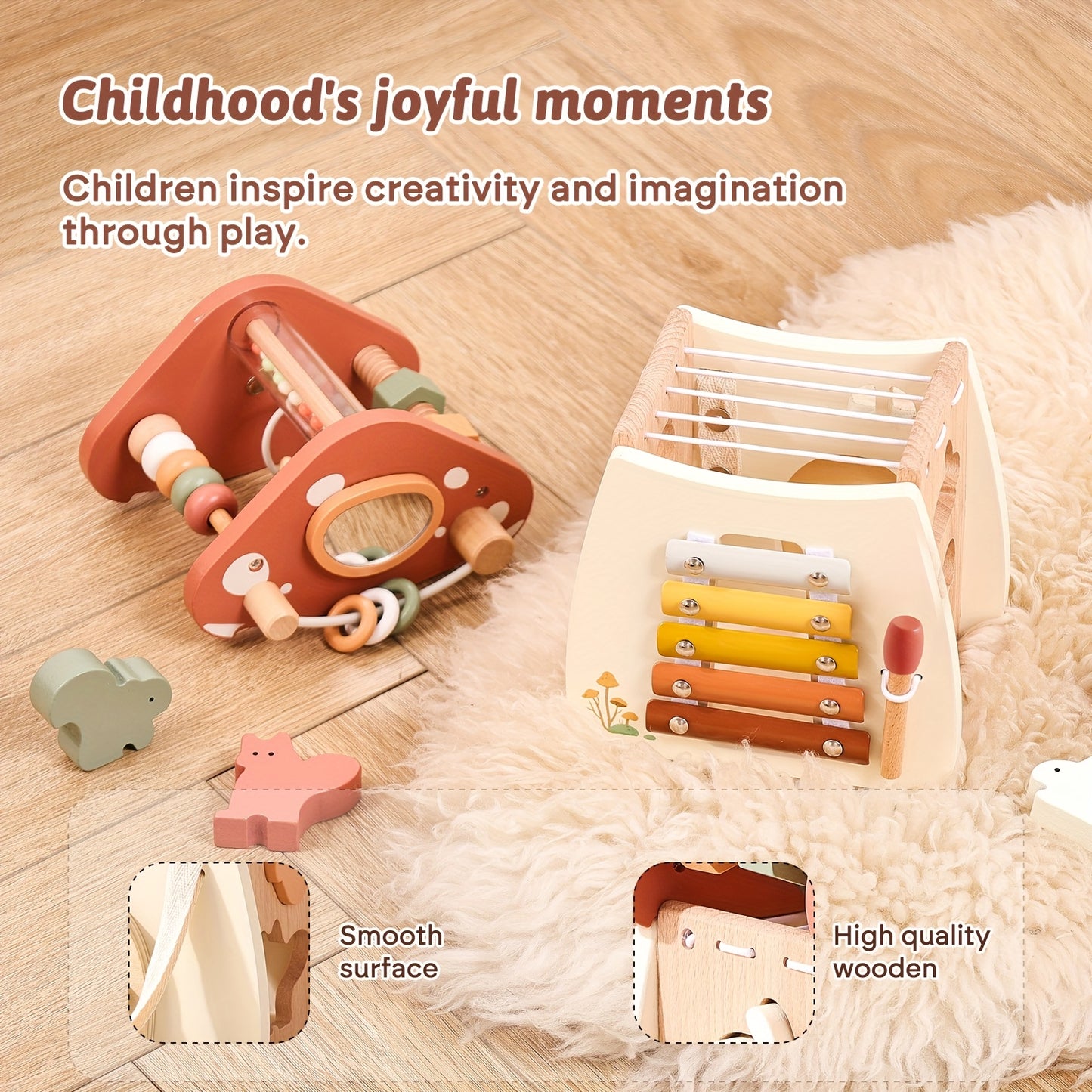 A Multi-functional Mushroom Five-in-one Toy Set, An Interesting And Educational Cognitive Toy That Helps Develop Hand-eye Coordination, Baby Toy, And A Birthday And Christmas Gift For Children