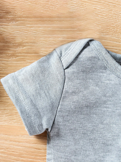 Infant Baby Boys "My Siblings Have Paws" Short Sleeve Onesie Clothes, Suitable For Indoor And Outdoor Wear