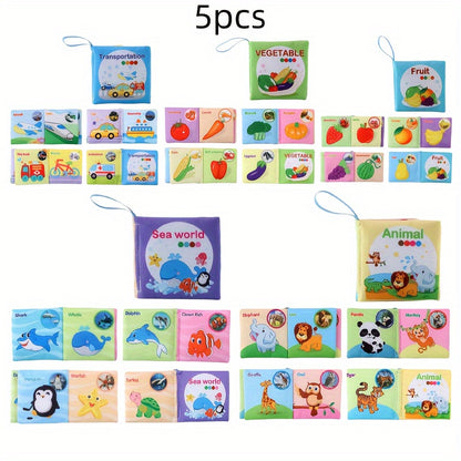 [Soft Baby Books] 8, 5 & 3 Soft Cloth Baby Book Sets | Cognitive Cloth Books, Tear-Resistant And Washable, Vivid Fruit, Animal And Ocean Themes, Early Education, Perfect Christmas Birthday Gifts
