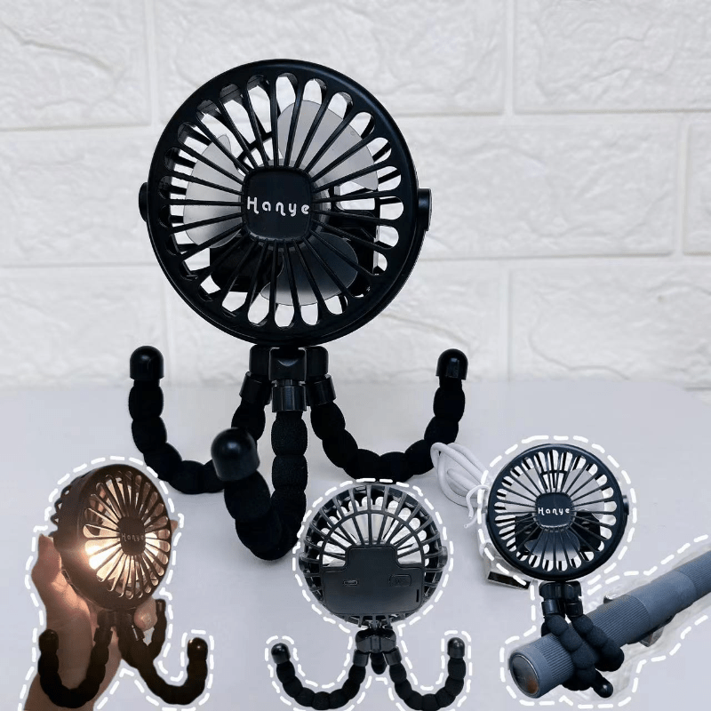 Baby Stroller Fan Hand Held Rechargeable USB Bladeless Small Folding Fans Mini Ventilator Silent Table Outdoor Cooler Neck Fan Desk Fan Christmas, Halloween, Thanksgiving Day Gift Easter Gift