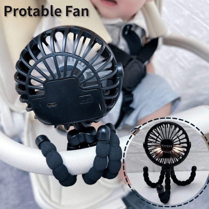 Baby Stroller Fan Hand Held Rechargeable USB Bladeless Small Folding Fans Mini Ventilator Silent Table Outdoor Cooler Neck Fan Desk Fan Christmas, Halloween, Thanksgiving Day Gift Easter Gift