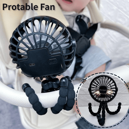 Baby Stroller Fan Hand Held Rechargeable USB Bladeless Small Folding Fans Mini Ventilator Silent Table Outdoor Cooler Neck Fan Desk Fan Christmas, Halloween, Thanksgiving Day Gift Easter Gift