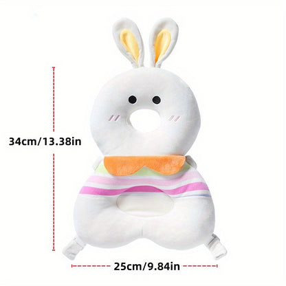Plush Bunny & Bear Anti-Fall Pillow, Summer Baby Toy, Walking Headrest, Soft Polyester, White, Baby Safety Head Protection Pad