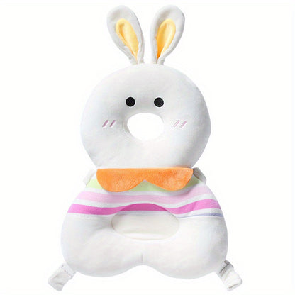 Plush Bunny & Bear Anti-Fall Pillow, Summer Baby Toy, Walking Headrest, Soft Polyester, White, Baby Safety Head Protection Pad
