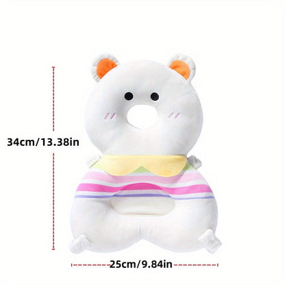 Plush Bunny & Bear Anti-Fall Pillow, Summer Baby Toy, Walking Headrest, Soft Polyester, White, Baby Safety Head Protection Pad