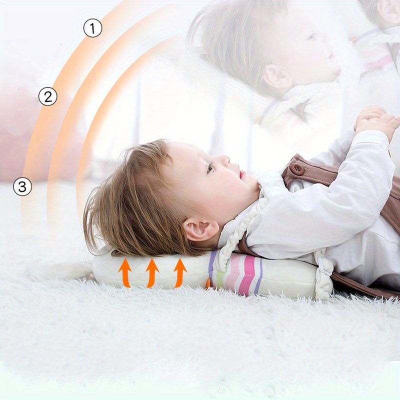 Plush Bunny & Bear Anti-Fall Pillow, Summer Baby Toy, Walking Headrest, Soft Polyester, White, Baby Safety Head Protection Pad