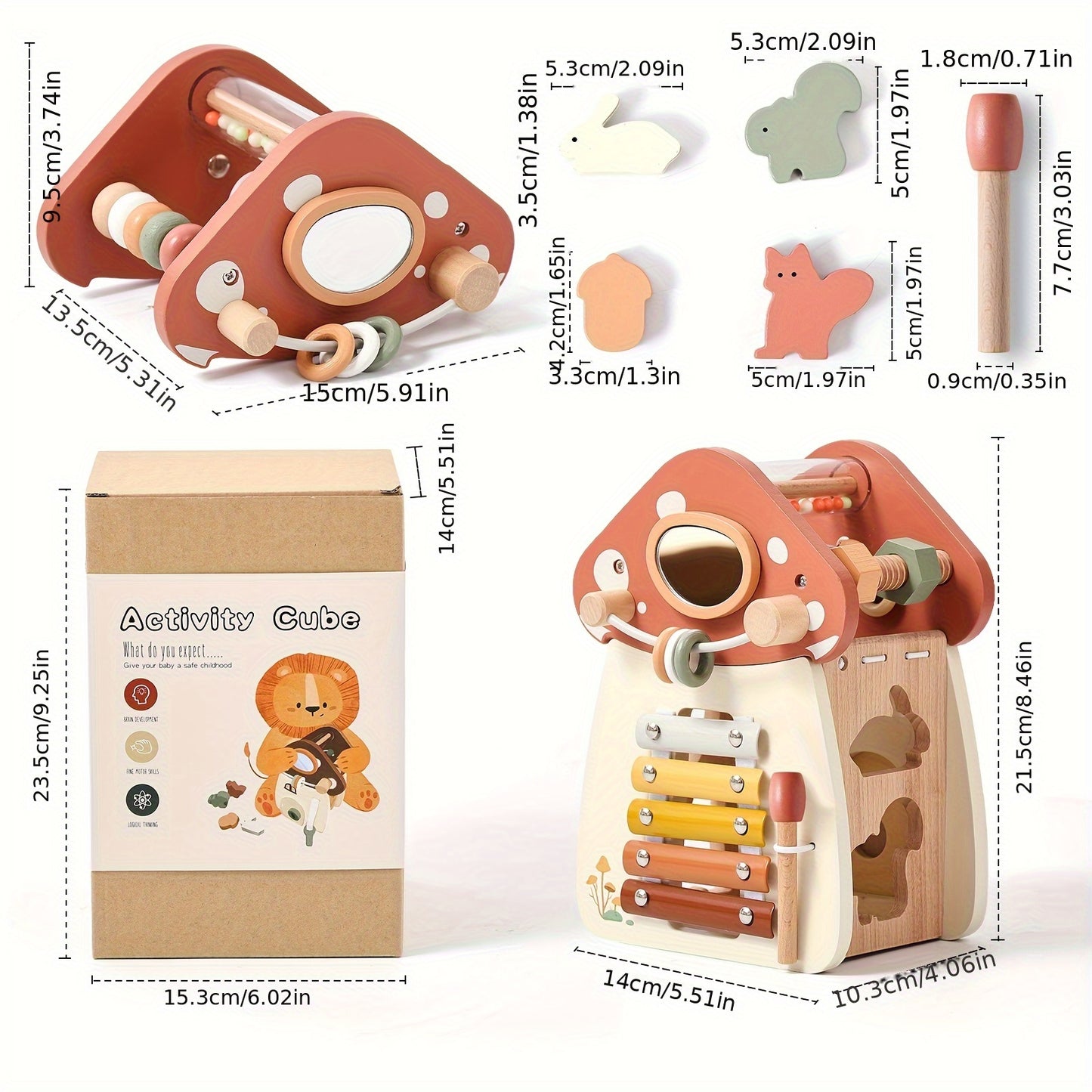 A Multi-functional Mushroom Five-in-one Toy Set, An Interesting And Educational Cognitive Toy That Helps Develop Hand-eye Coordination, Baby Toy, And A Birthday And Christmas Gift For Children