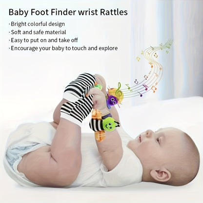 Baby Sensory Play Tambourine - Safe Teething Rattles, Musical Wrist & Sock Bells, Ideal for 0-3 Yrs - Perfect Holiday Gift