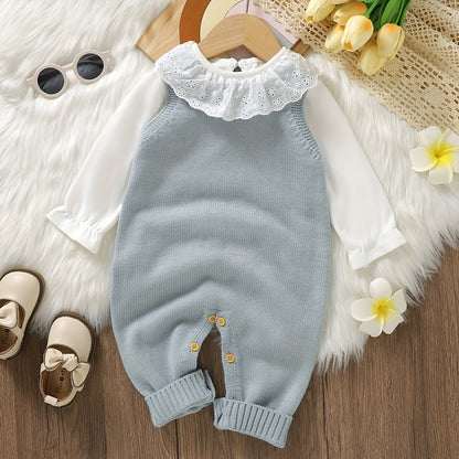 Baby Clothing Girl Baby Bodysuit Baby Love Jacquard Boys Knitted Bodysuit, Suitable For Indoor And Outdoor Wear