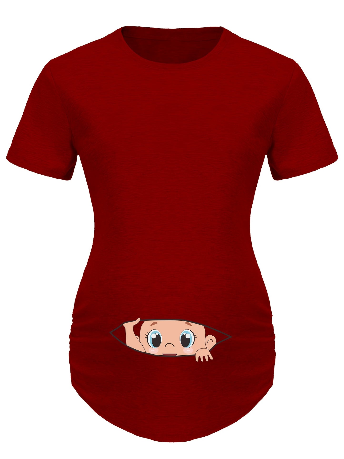 Letter Printed Short-sleeved Maternity Wear Black Maternity T-shirt With Big-eyed Baby Pattern
