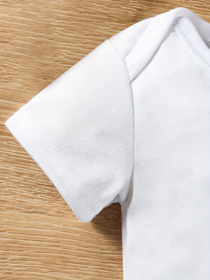 Infant Baby Boys "My Siblings Have Paws" Short Sleeve Onesie Clothes, Suitable For Indoor And Outdoor Wear