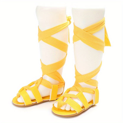 Baby Girls Sandals Lightweight Comfortable Lace UP Slippers For Newborn Infant Toddlers Spring And Summer