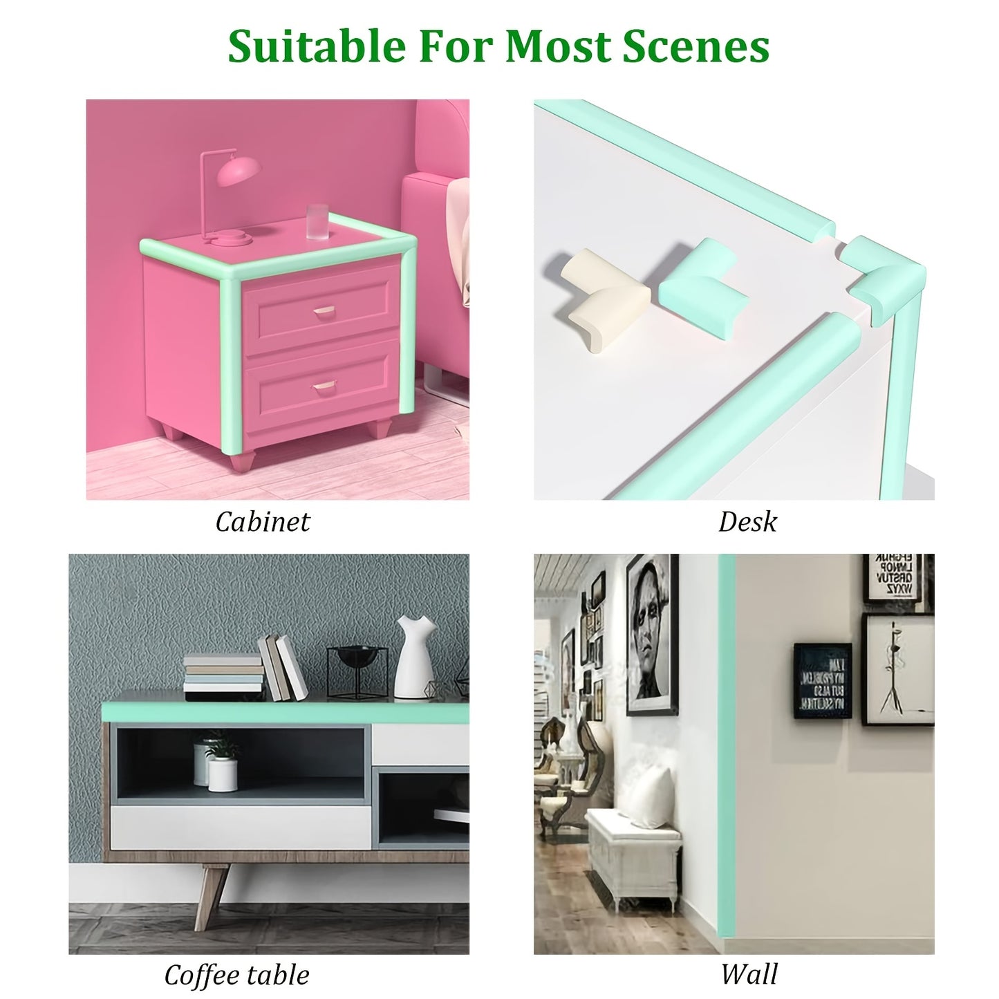 Proofing Edge And Corner Guard Protector Set, 6.5 Feet Edges & 2 Foam Corners, Furniture And Tables Child Baby Proof Bumpers , Pre-Taped Corner Cushions