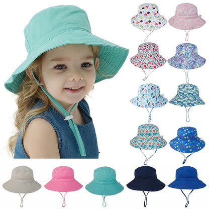 Summer Baby Sun Hats for Girls And Boys, Beach Bucket Hats for Ages 0-8.