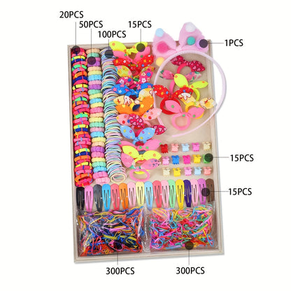 844/839pcs Princess Hair Accessories: Flower Butterfly Mini Hair Clips & Hair Ties, Perfect Birthday & Holiday Gifts For Baby Girls