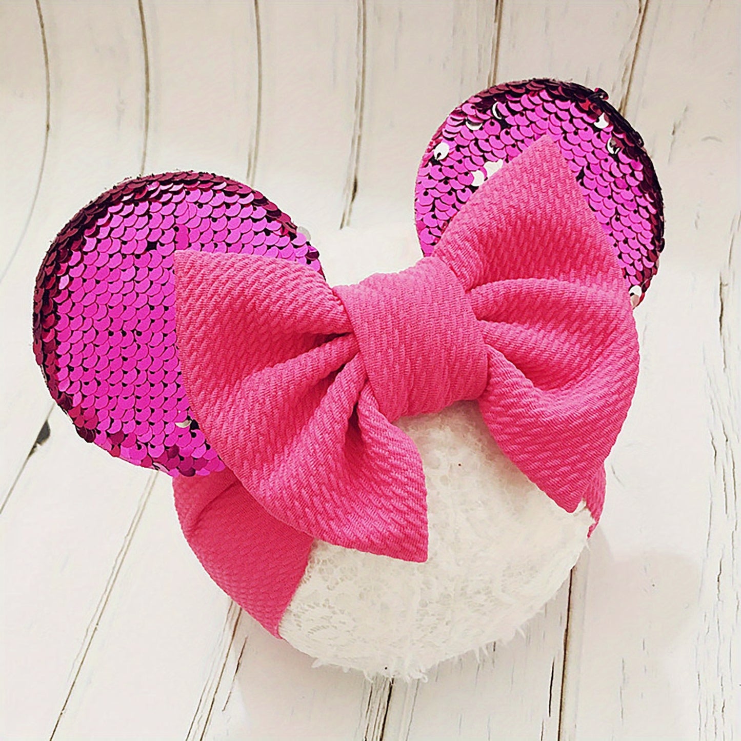Adorable Baby Ear Knotted Turban with Sequin Bow - Perfect for Toddler Girls' Costumes and Cartoon Cosplay!