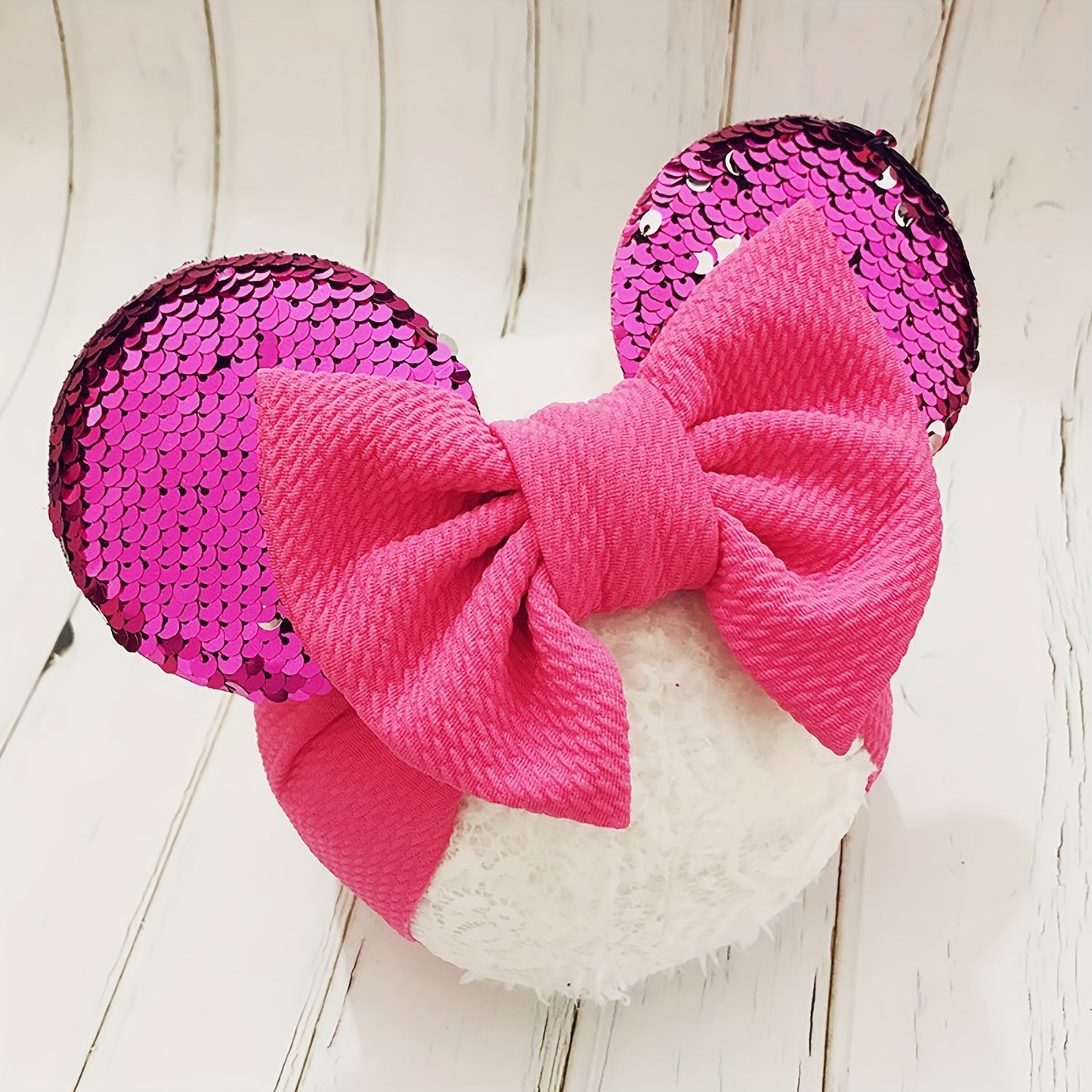 Adorable Baby Ear Knotted Turban with Sequin Bow - Perfect for Toddler Girls' Costumes and Cartoon Cosplay!
