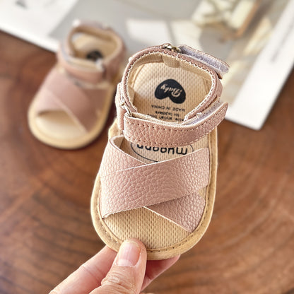 Newborn Baby Girls Geometric Patterned Corduroy Crib Shoes with Breathable TPR Sole, Hook-and-Loop Fastener and Spike Embellishment for All-Season Wear