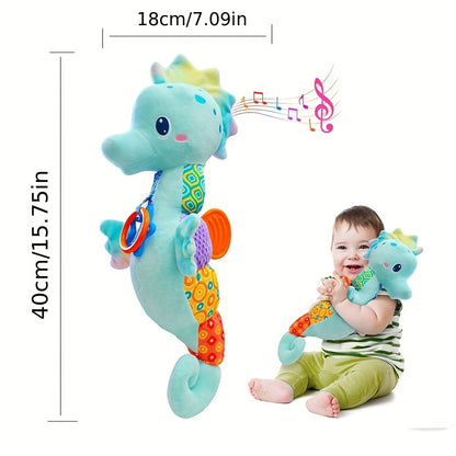 Soft Plush Seahorse Baby Toy with Bell, Christmas Gift, Halloween Gift, Thanksgiving Gift, Easter Gift for Newborn