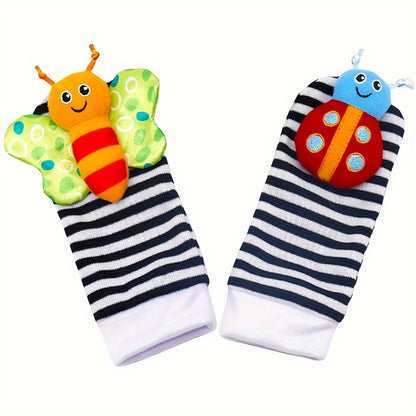 Baby Sensory Play Tambourine - Safe Teething Rattles, Musical Wrist & Sock Bells, Ideal for 0-3 Yrs - Perfect Holiday Gift