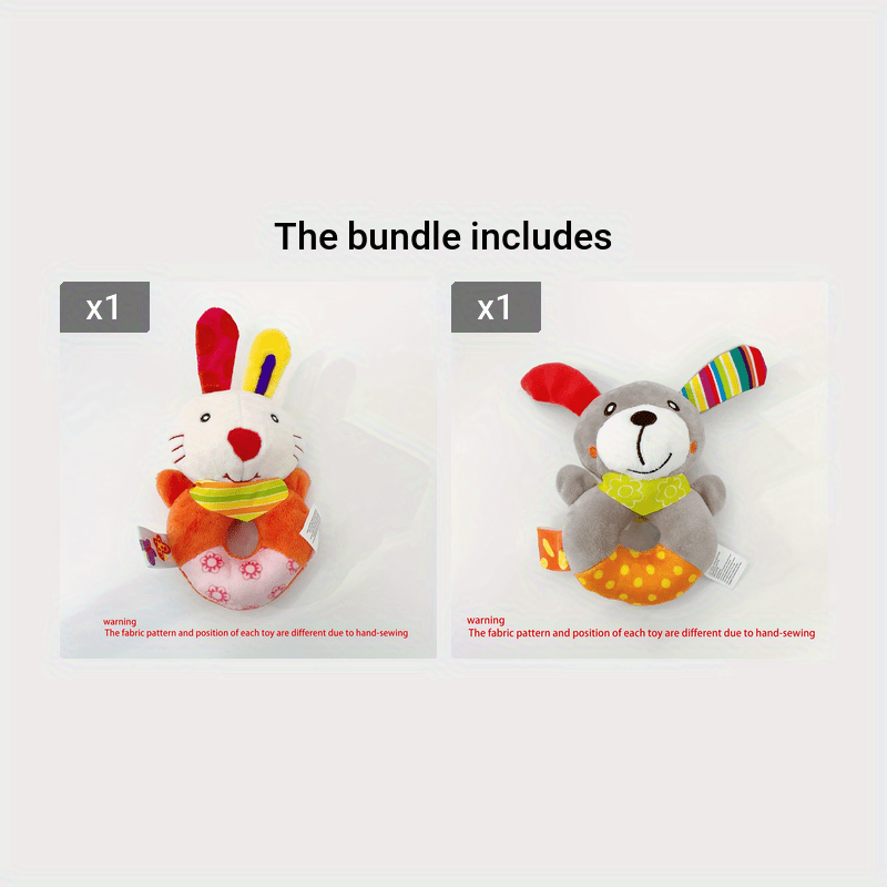 Cute Cartoon Animal Hand Rattle Round Hand Rattle Baby Toy Baby Hand Rattle Plush Toy