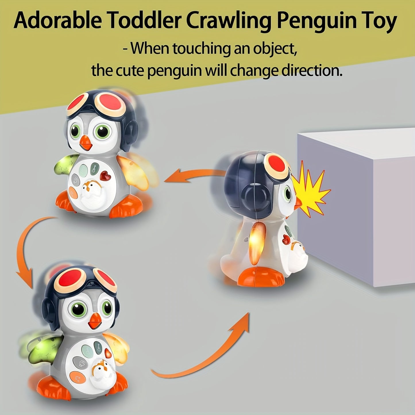 Crawling Penguin Baby Musical Toys 6+ Months, Tummy Time Toys with Music & Lights, Light Up Learning Toys, Dancing Crawling Baby Toy, Easter Christmas Gift, Sensory Stimulation, Playtime, Playful Design, Highquality Plastic,