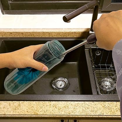 [3-in-1 Stainless Steel Brush] 3-in-1 Stainless Steel Water Bottle Brush Set | Long Handle Water Bottle Scrubbing Brush for Cleaning Narrow Neck Bottles, Sport Bottles, Baby Bottles, Coffee Mugs, Tumblers, Flask, Round Head