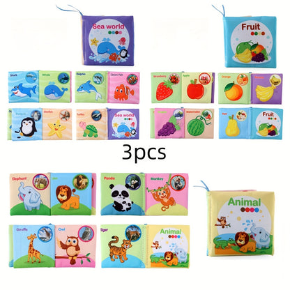 [Soft Baby Books] 8, 5 & 3 Soft Cloth Baby Book Sets | Cognitive Cloth Books, Tear-Resistant And Washable, Vivid Fruit, Animal And Ocean Themes, Early Education, Perfect Christmas Birthday Gifts