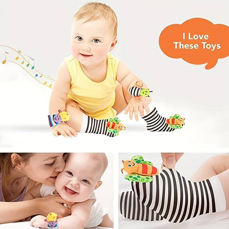 Baby Sensory Play Tambourine - Safe Teething Rattles, Musical Wrist & Sock Bells, Ideal for 0-3 Yrs - Perfect Holiday Gift