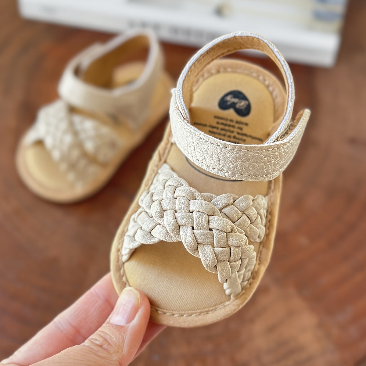 Newborn Baby Girls Geometric Patterned Corduroy Crib Shoes with Breathable TPR Sole, Hook-and-Loop Fastener and Spike Embellishment for All-Season Wear