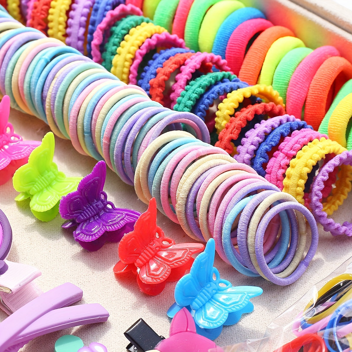 844/839pcs Princess Hair Accessories: Flower Butterfly Mini Hair Clips & Hair Ties, Perfect Birthday & Holiday Gifts For Baby Girls