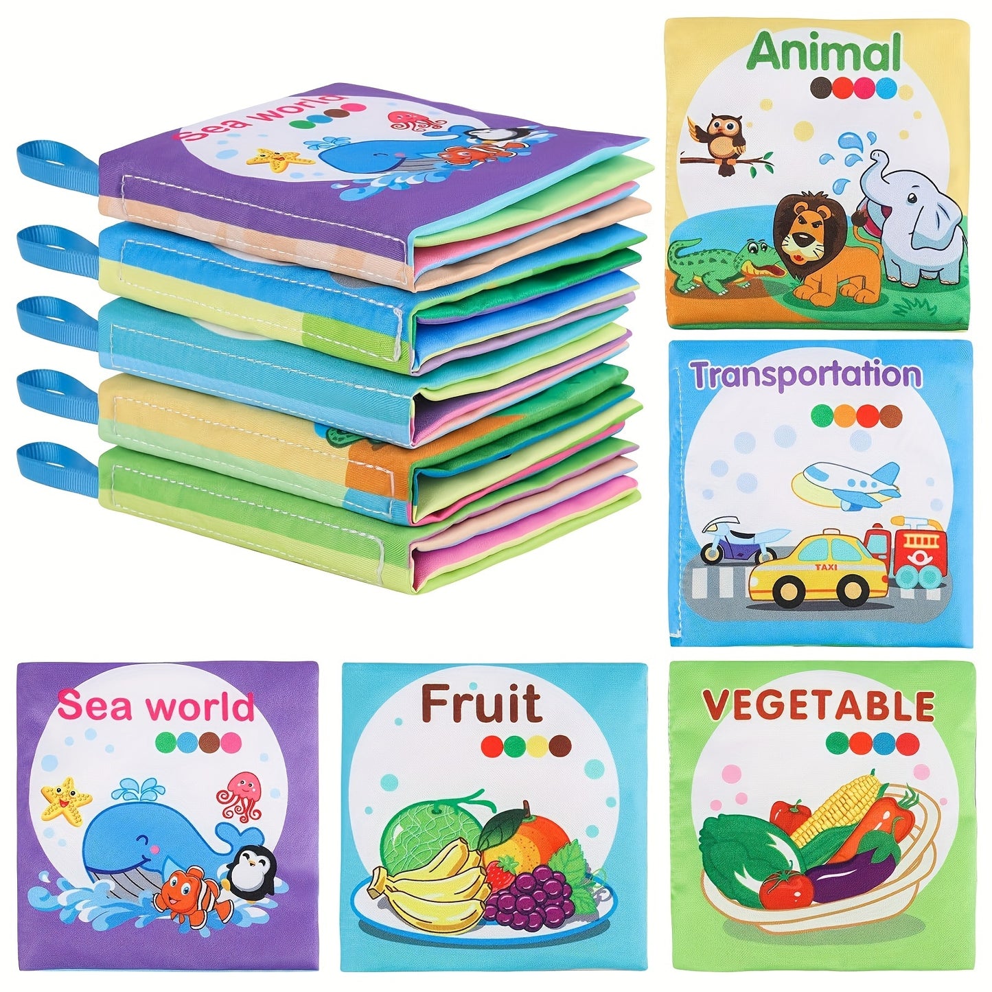 [Soft Baby Books] 8, 5 & 3 Soft Cloth Baby Book Sets | Cognitive Cloth Books, Tear-Resistant And Washable, Vivid Fruit, Animal And Ocean Themes, Early Education, Perfect Christmas Birthday Gifts