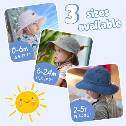 1pc Baby Sun Hat, Toddler Summer Sun Protection, Wide Brim Bucket Beach Hats For Baby Boy And Girl, Adjustable Kid Cap
