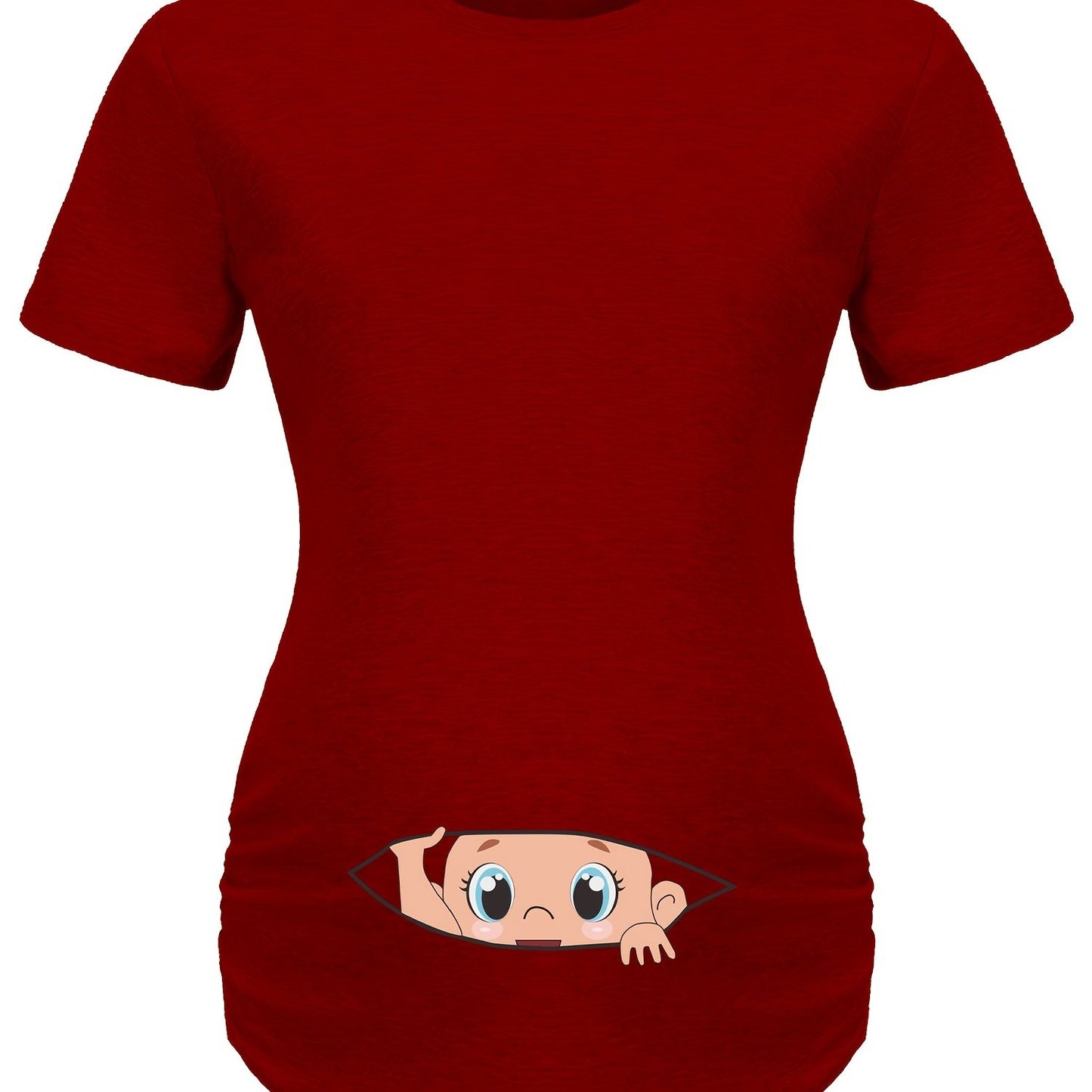 Letter Printed Short-sleeved Maternity Wear Black Maternity T-shirt With Big-eyed Baby Pattern