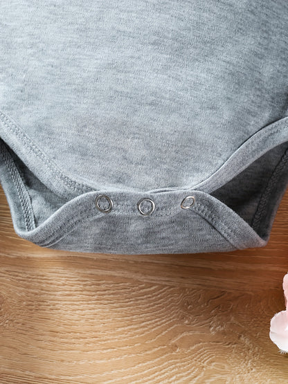 Infant Baby Boys "My Siblings Have Paws" Short Sleeve Onesie Clothes, Suitable For Indoor And Outdoor Wear