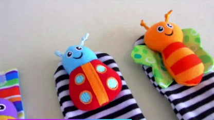 Baby Sensory Play Tambourine - Safe Teething Rattles, Musical Wrist & Sock Bells, Ideal for 0-3 Yrs - Perfect Holiday Gift