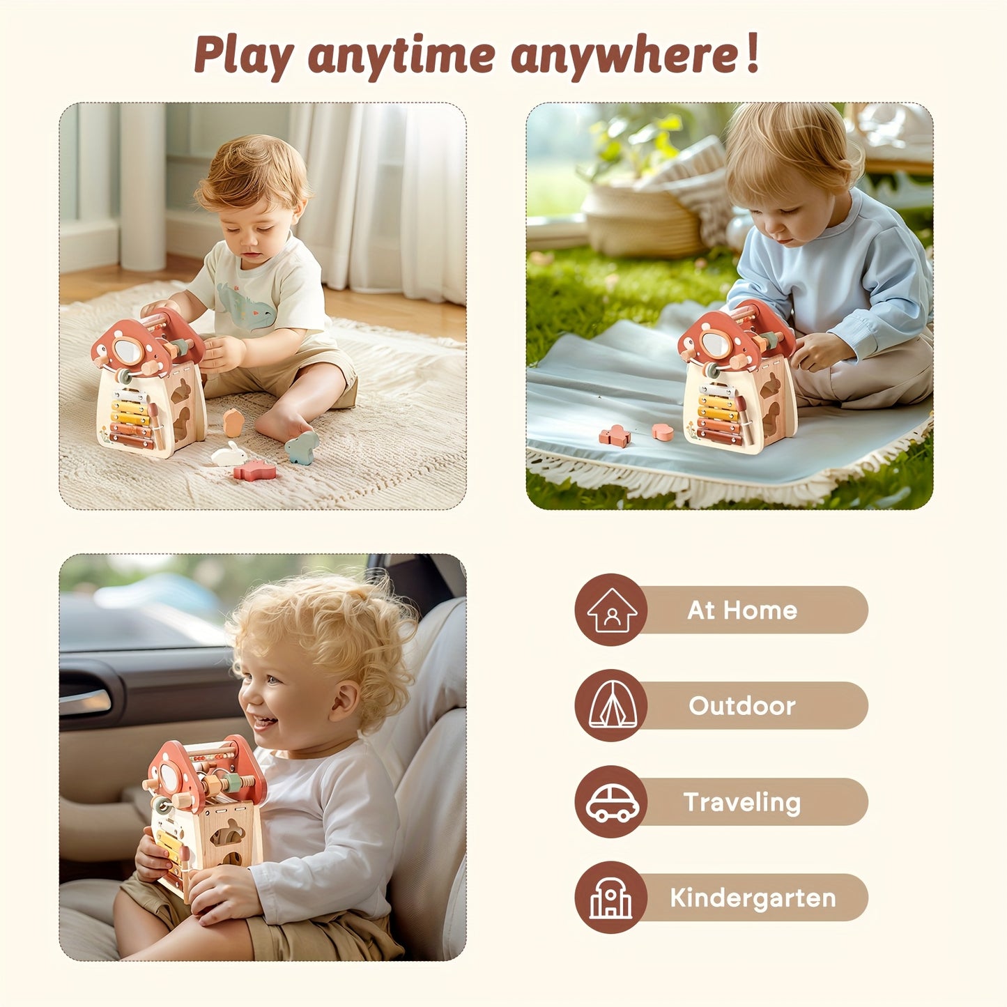 A Multi-functional Mushroom Five-in-one Toy Set, An Interesting And Educational Cognitive Toy That Helps Develop Hand-eye Coordination, Baby Toy, And A Birthday And Christmas Gift For Children