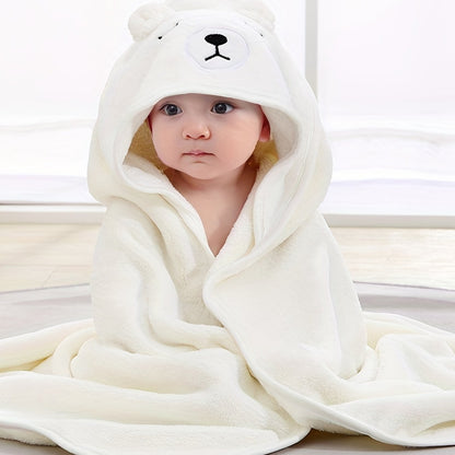 Super Absorbent Microfiber Baby Bathrobe - Adorable Elephant Hooded Towel with Matching Hat, Soft & Cozy for Boys and Girls 0-2 Years, Cartoon Design, Machine Washable, Baby Bath Accessories