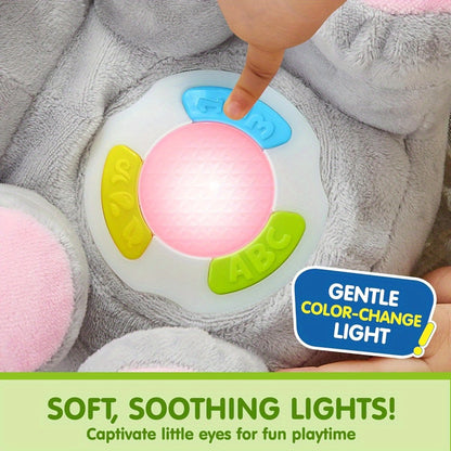 SYNCFUN Musical Elephant Plush Baby Toy with Music & Lights - Interactive Stuffed Animal with 12 Song Library, Soft Sensory Toy with Heart-Shaped Light & Expressive Eyes, Safe for 6+ Months, Motor Skill Development Gift for B