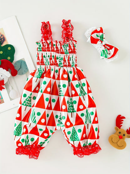 2pcs Baby Girl Summer Outfit Set - Sleeveless Smock Dress & Matching Hair Clips, Lightweight White & Blue Floral Romper, Non-Stretch Breathable Fabric for Photoshoots, Beach & Casual Attire (Hand Washable), Perfect for Outdoo