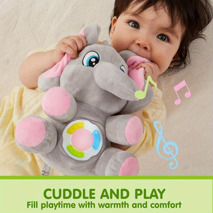 SYNCFUN Musical Elephant Plush Baby Toy with Music & Lights - Interactive Stuffed Animal with 12 Song Library, Soft Sensory Toy with Heart-Shaped Light & Expressive Eyes, Safe for 6+ Months, Motor Skill Development Gift for B