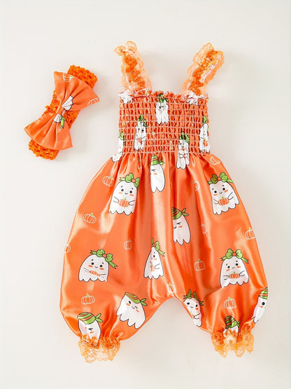 2pcs Baby Girl Summer Outfit Set - Sleeveless Smock Dress & Matching Hair Clips, Lightweight White & Blue Floral Romper, Non-Stretch Breathable Fabric for Photoshoots, Beach & Casual Attire (Hand Washable), Perfect for Outdoo