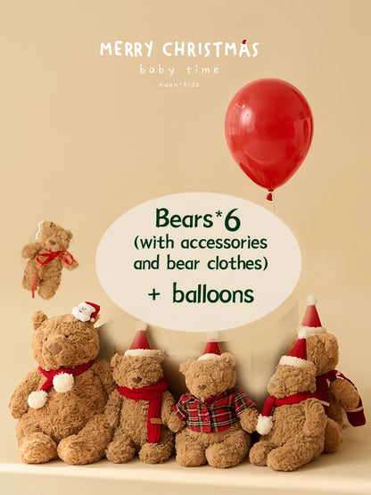 Baby Christmas Clothing For Photo Knitted Hat Jumpsuit Socks Suit Santa Bear Toys Infant Shoot Props 100 Days Baby Accessories