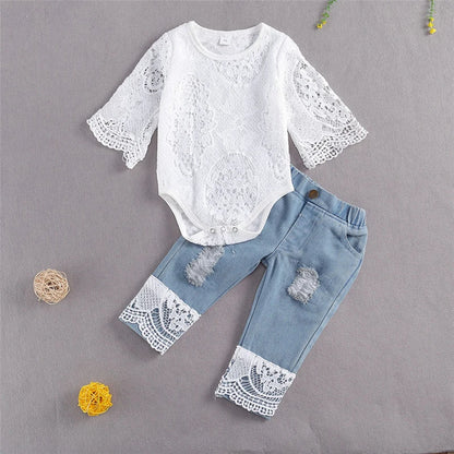 Baby Girls Lace Romper Set