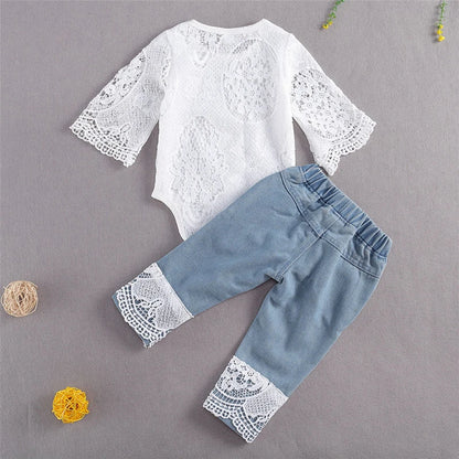 Baby Girls Lace Romper Set