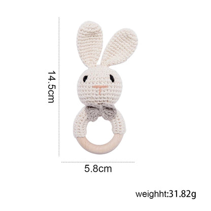 1PC Baby Ratter Toys Newborn Amigurumi Teether Wooden Teether Crochet Animals BPA Free Rattle Toy Baby Rattles Gifts For Newborn